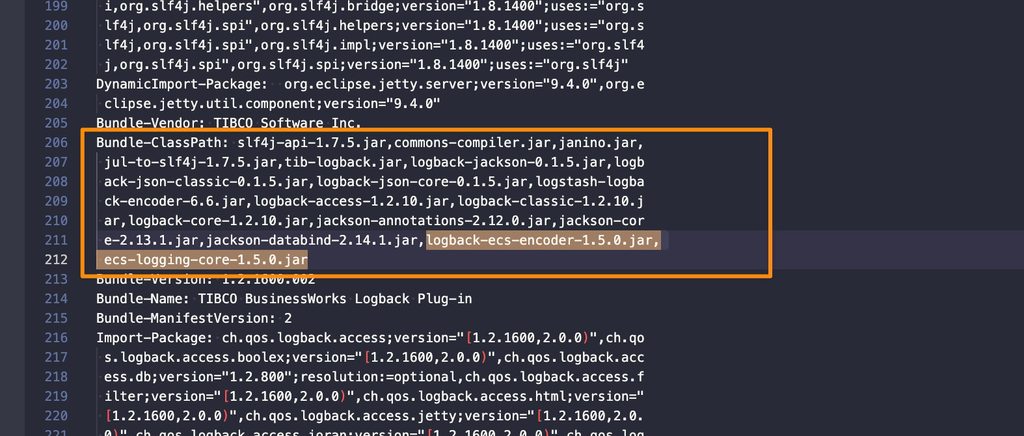 BW ECS Logging: Cambios en Bundle-Classpath