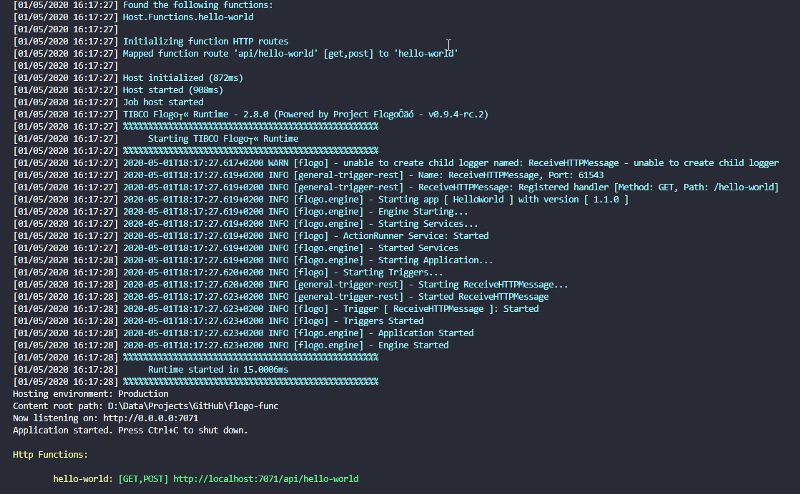 Aplicaciones Flogo ejecutándose como Funciones de Azure