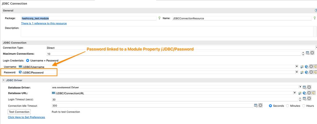 TIBCO BW Hashicorp Vault Configuration: Password linked to Module Property