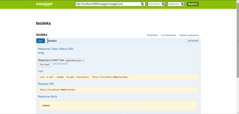 Swagger UI tester for the Kubernetes sample application