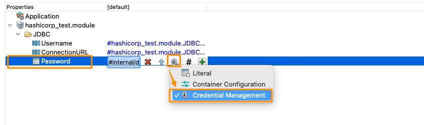 TIBCO BW Hashicorp Vault Configuration: Credential Management Configuration for Property