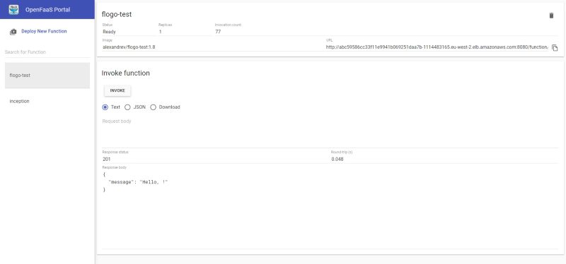 Desplegando la aplicación Flogo en OpenFaaS