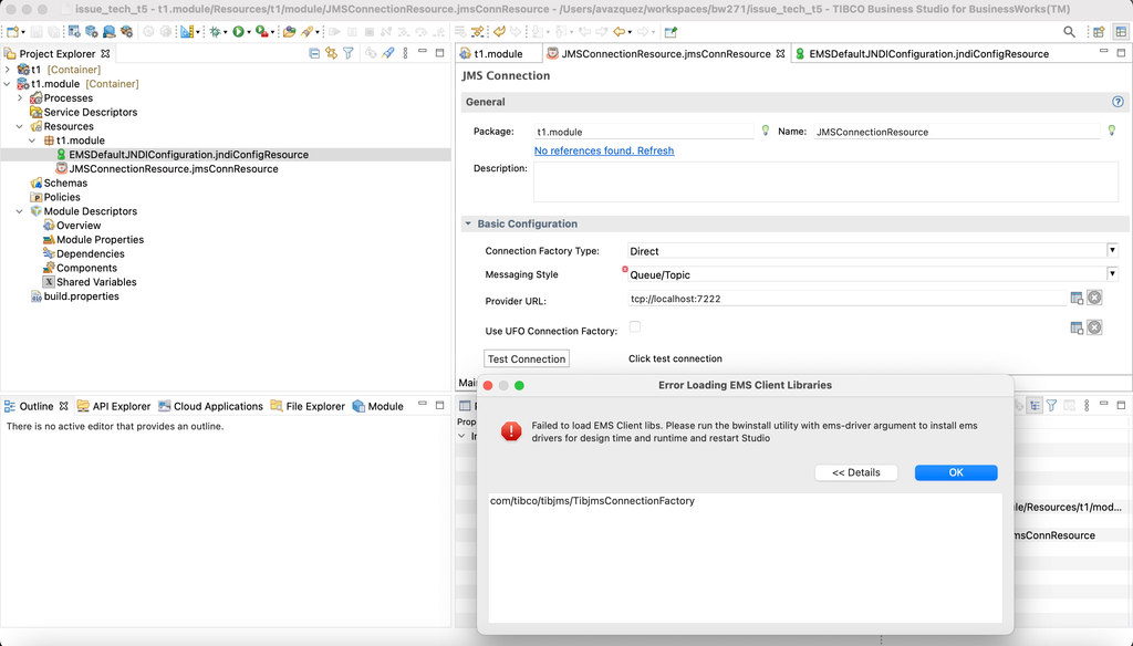 Integración de TIBCO BW y EMS